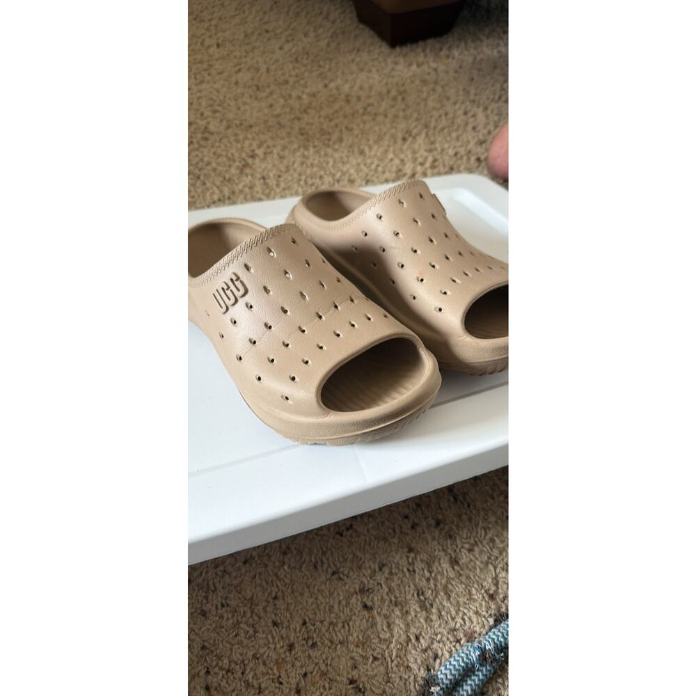 UGG Sport Yeah Slide Sandals - Tan/Beige Foam Platform Mules Men's 8